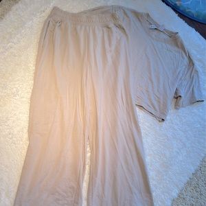 Tan H&M 2 piece Crop top and High Waist Wide Leg pant set